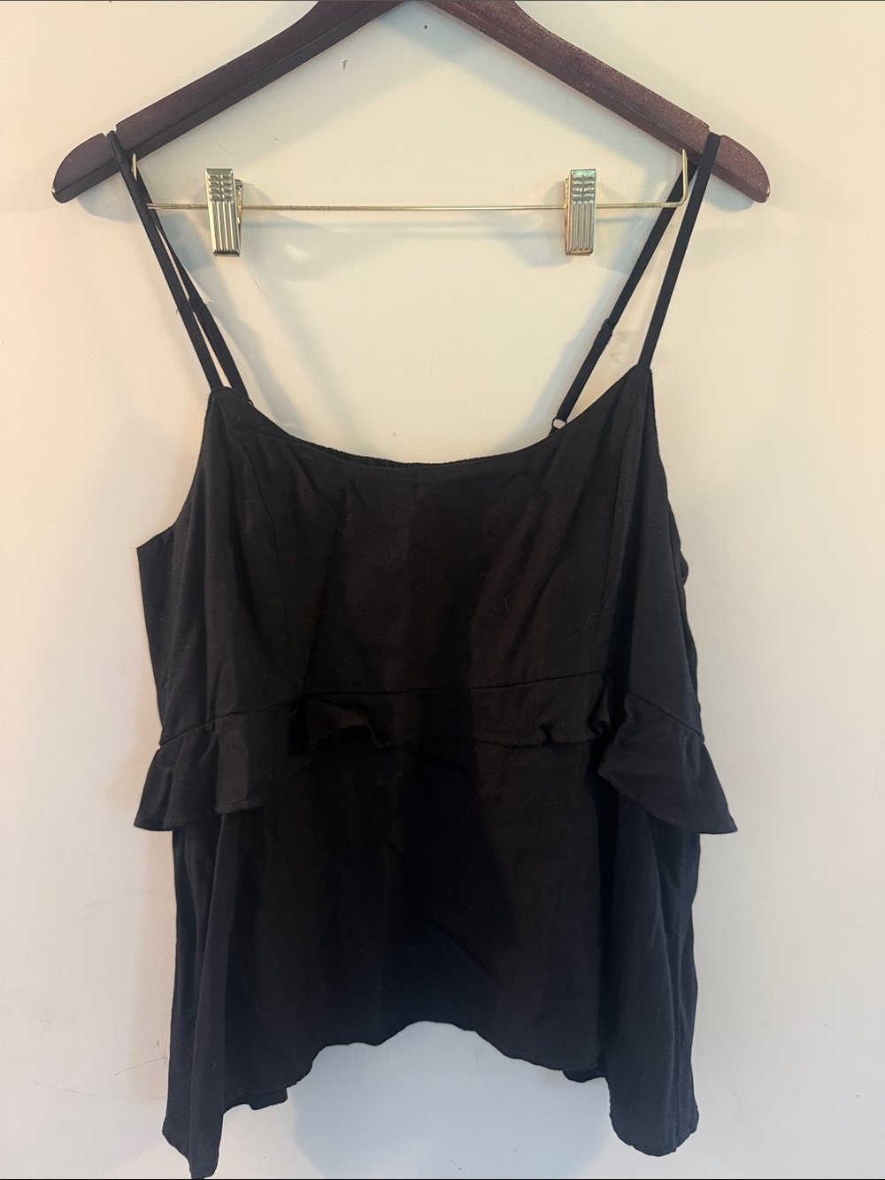 Old Navy Womens Black Ruffle Front Cami Tank Top Blouse Sz Large NWT